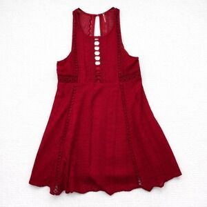 Free People Red Lace Mini Dress Sleeveless Cutout Back Party‎ Cocktail